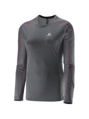 Salomon Agile Long Sleeve Women's Running T-Shirt Grey & Pink, size M